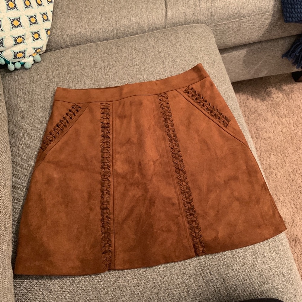 Gianni Bini Sampson suede stitch skirt, Saddle